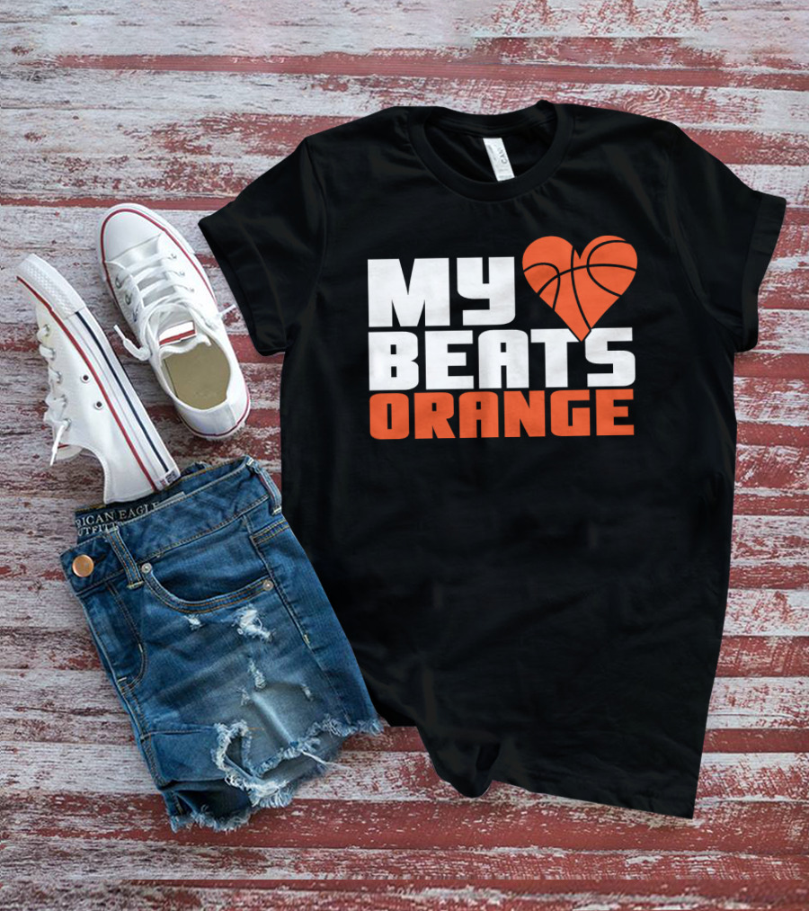 My Heart Beats Orange Basketball T-Shirt