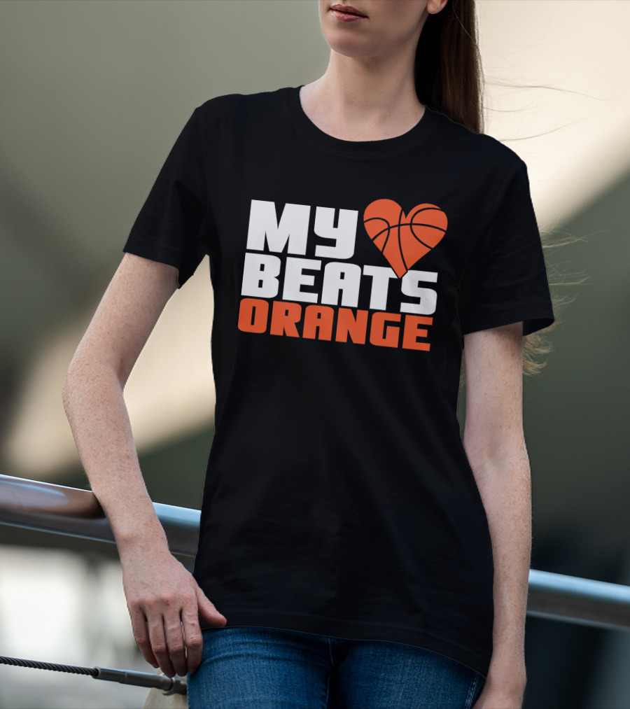 My Heart Beats Orange Basketball T-Shirt