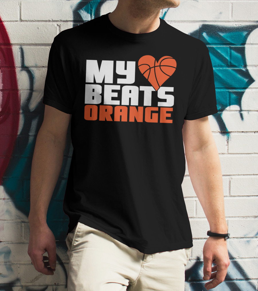 My Heart Beats Orange Basketball T-Shirt
