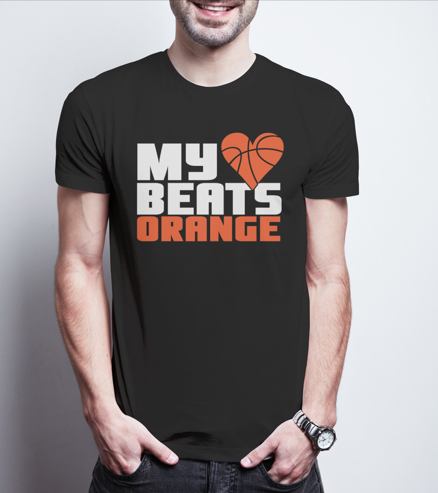 My Heart Beats Orange Basketball T-Shirt