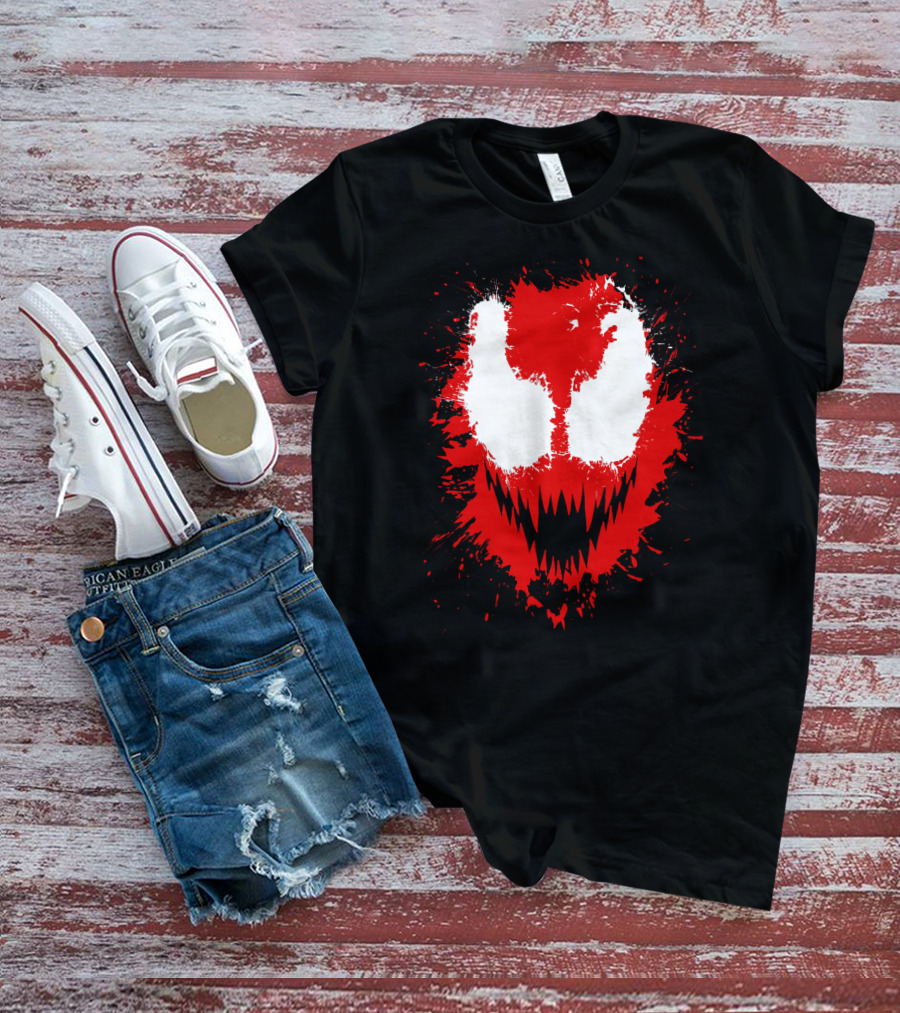 Carnage Marvel Villain Symbiote Red And Black Iconic Mask T-Shirt