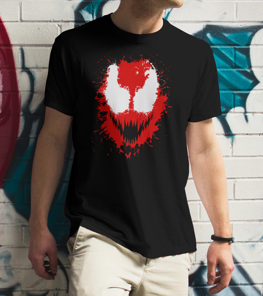 Carnage Marvel Villain Symbiote Red And Black Iconic Mask T-Shirt