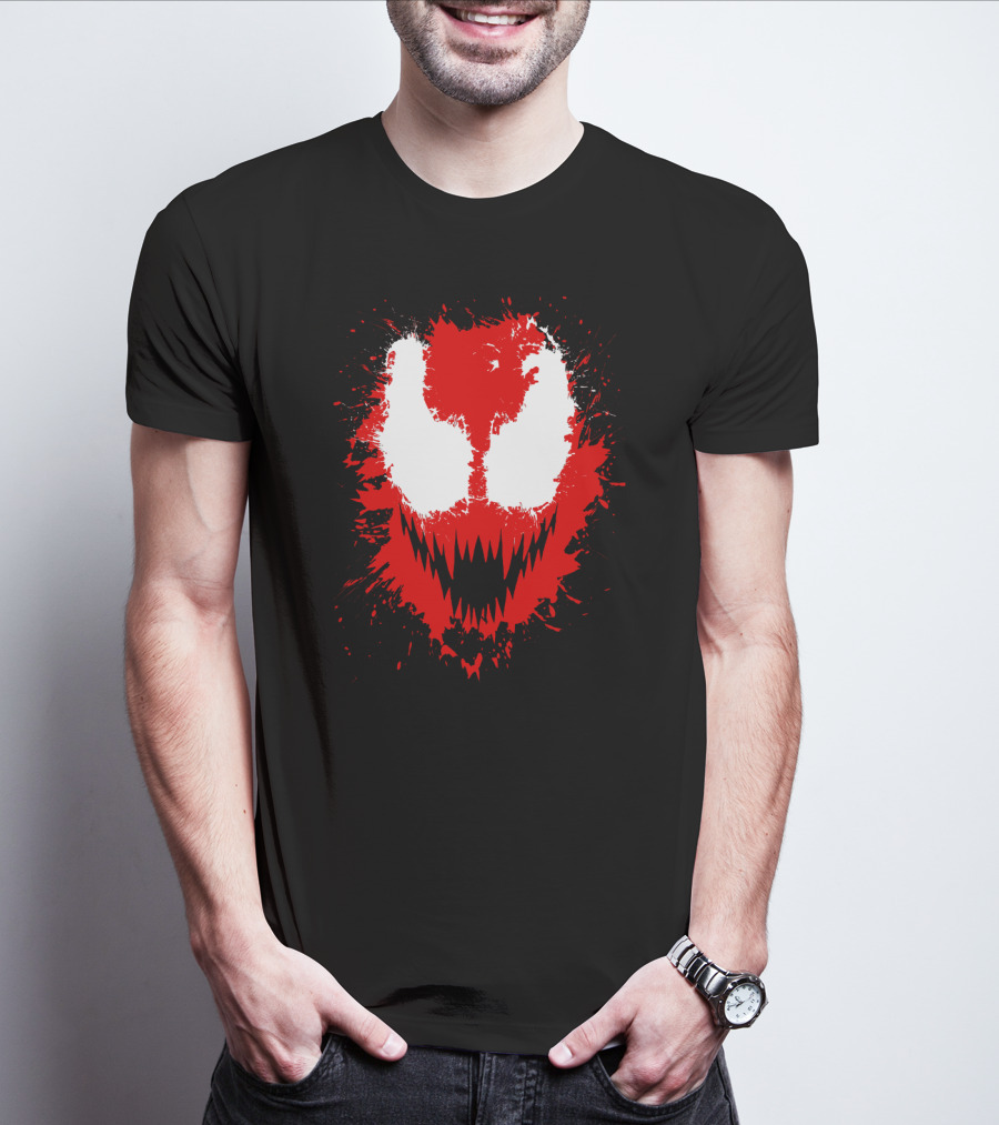 Carnage Marvel Villain Symbiote Red And Black Iconic Mask T-Shirt