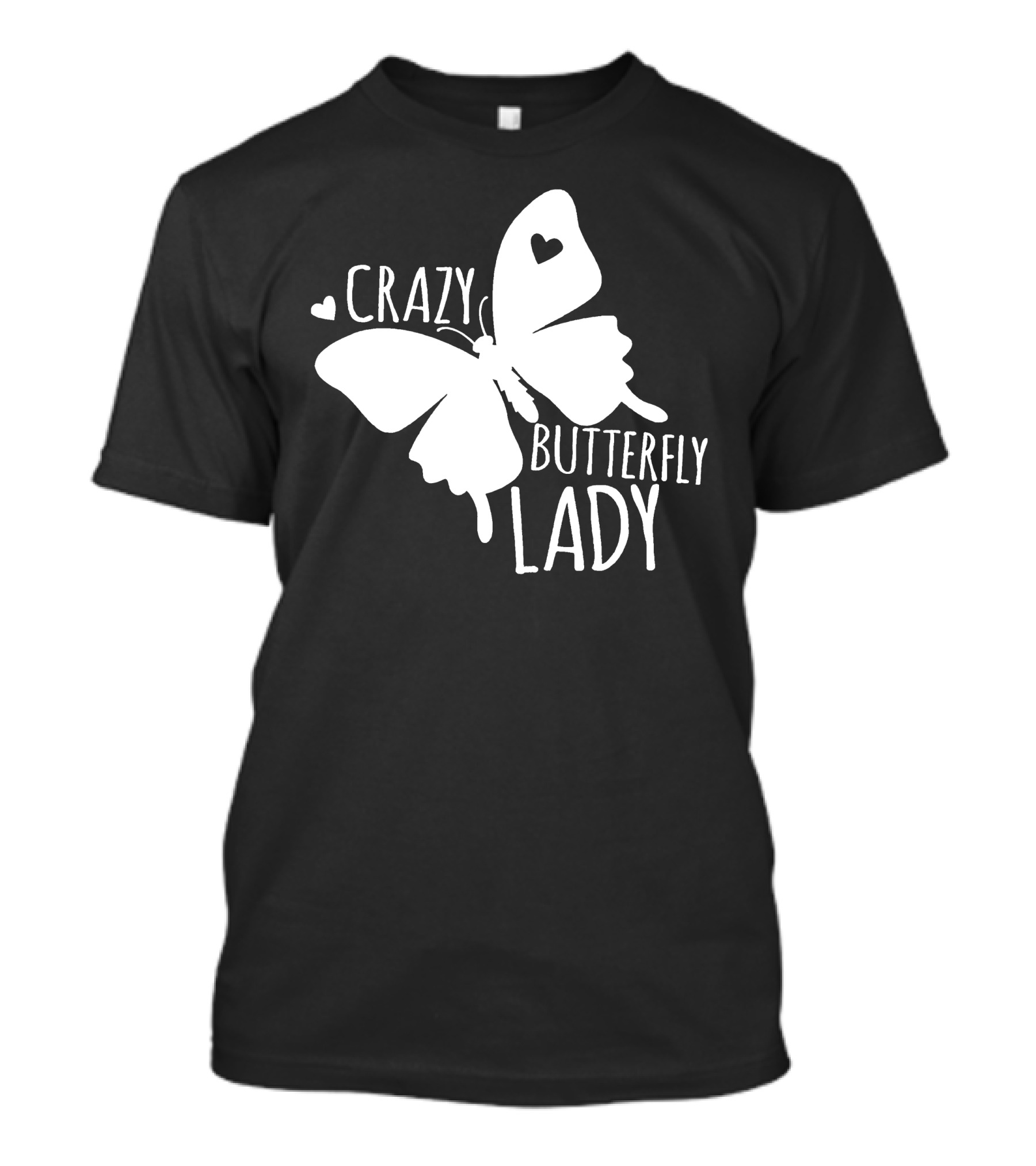 CRAZY BUTTERFLY LADY Heart Motif T-Shirt
