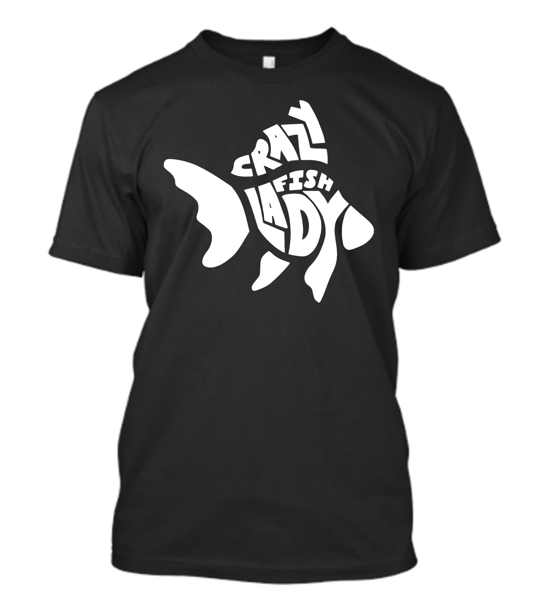 Crazy Fish Lady Text In Fish Shape T-Shirt