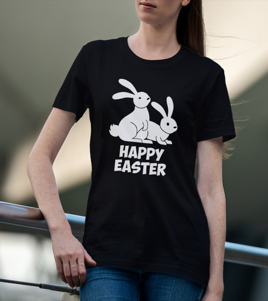 Happy Easter Bunnies Rabbit Pair T-Shirt