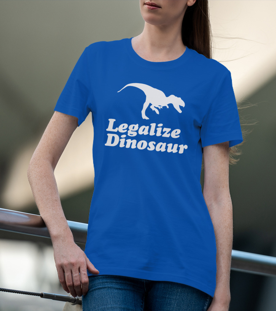 Legalize Dinosaur T-Rex Silhouette On Blue T-Shirt