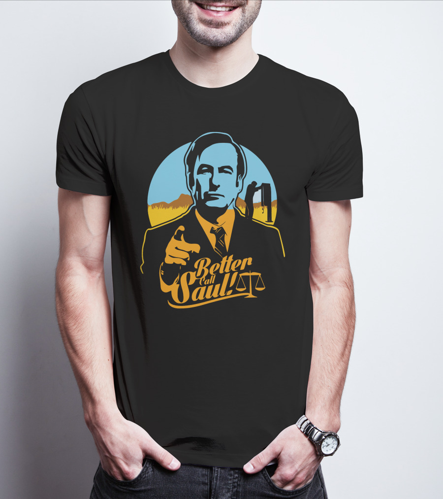 Better Call Saul Vintage Style Lawyer Silhouette With Scales Of Justice T-Shirt