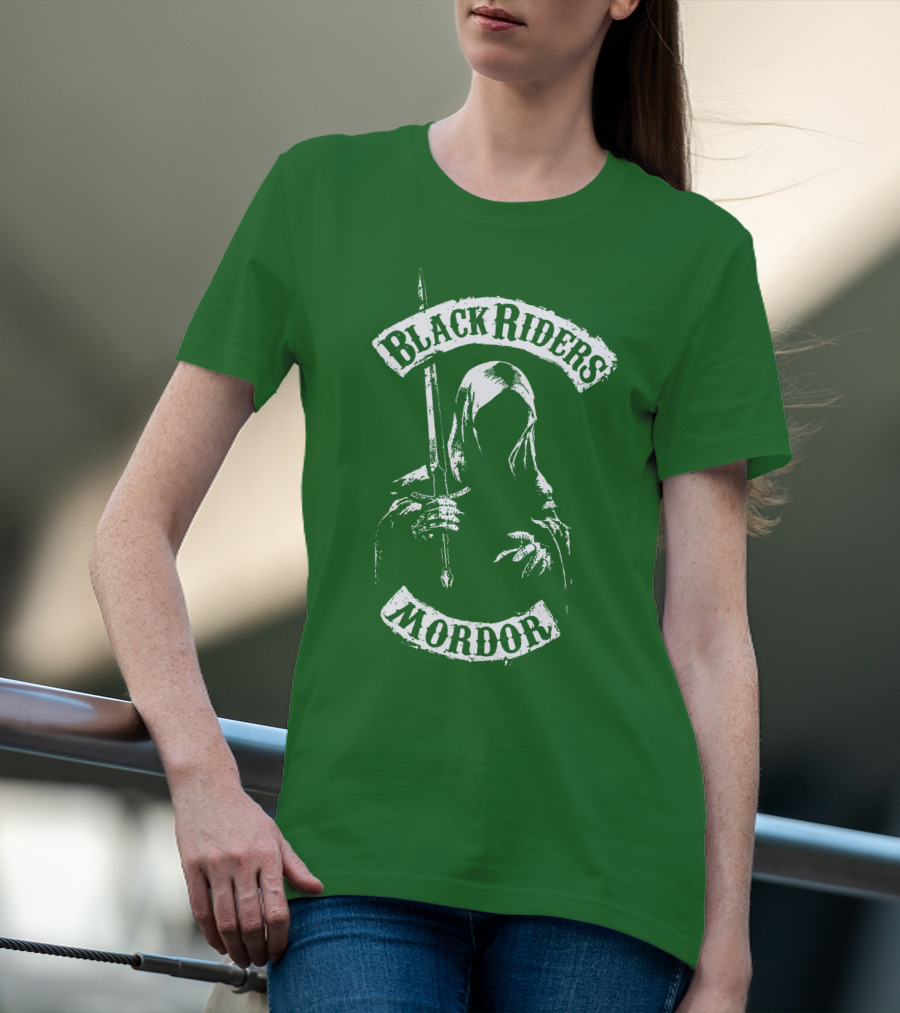 Black Riders Mordor Nazgûl Wraiths Sword Green Background T-Shirt