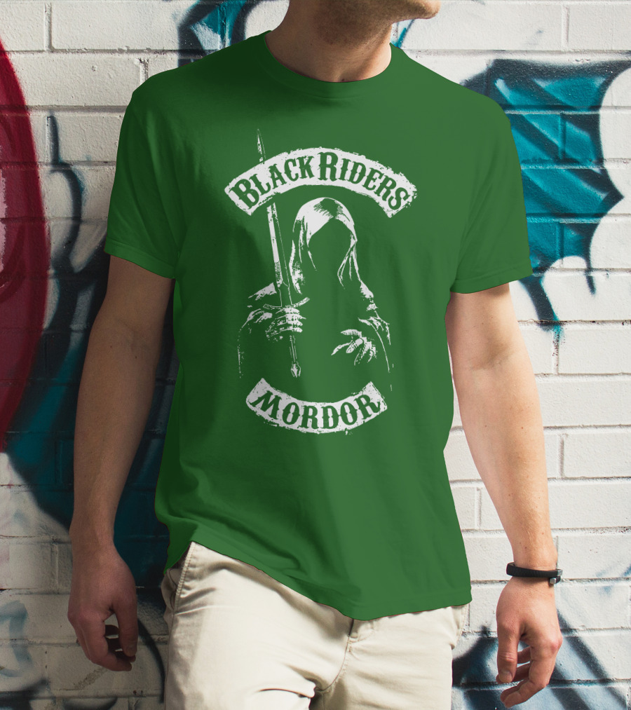 Black Riders Mordor Nazgûl Wraiths Sword Green Background T-Shirt