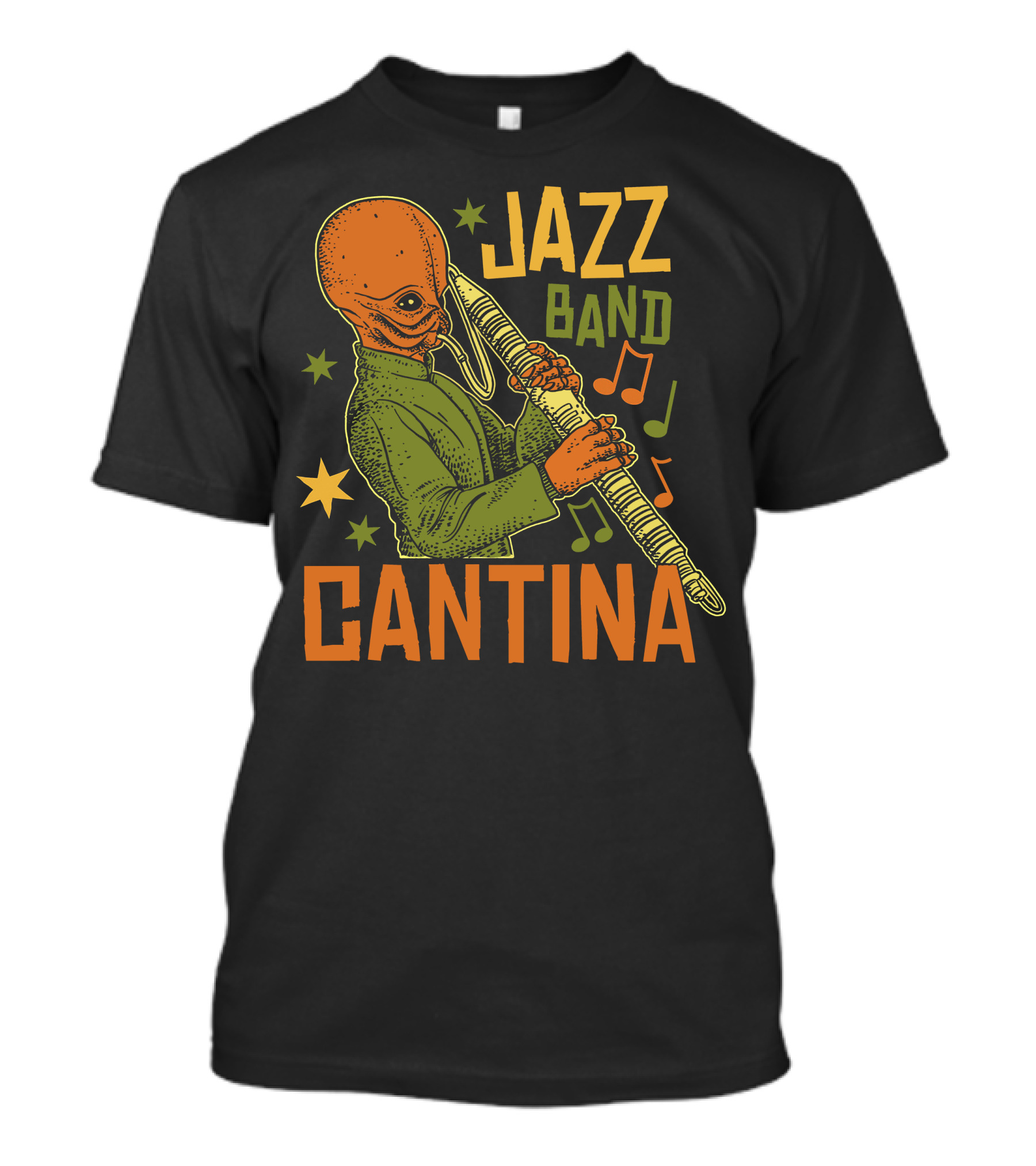 Cantina Jazz Band Musician With Instrument And Musical Notes T-Shirt