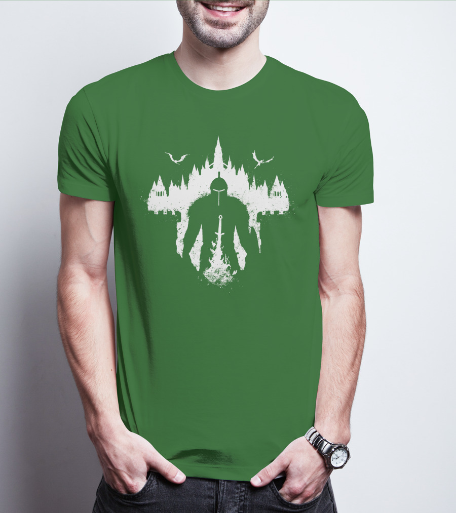 Warrior Soul Medieval Knight Silhouette With Sword And Castle In Background T-Shirt