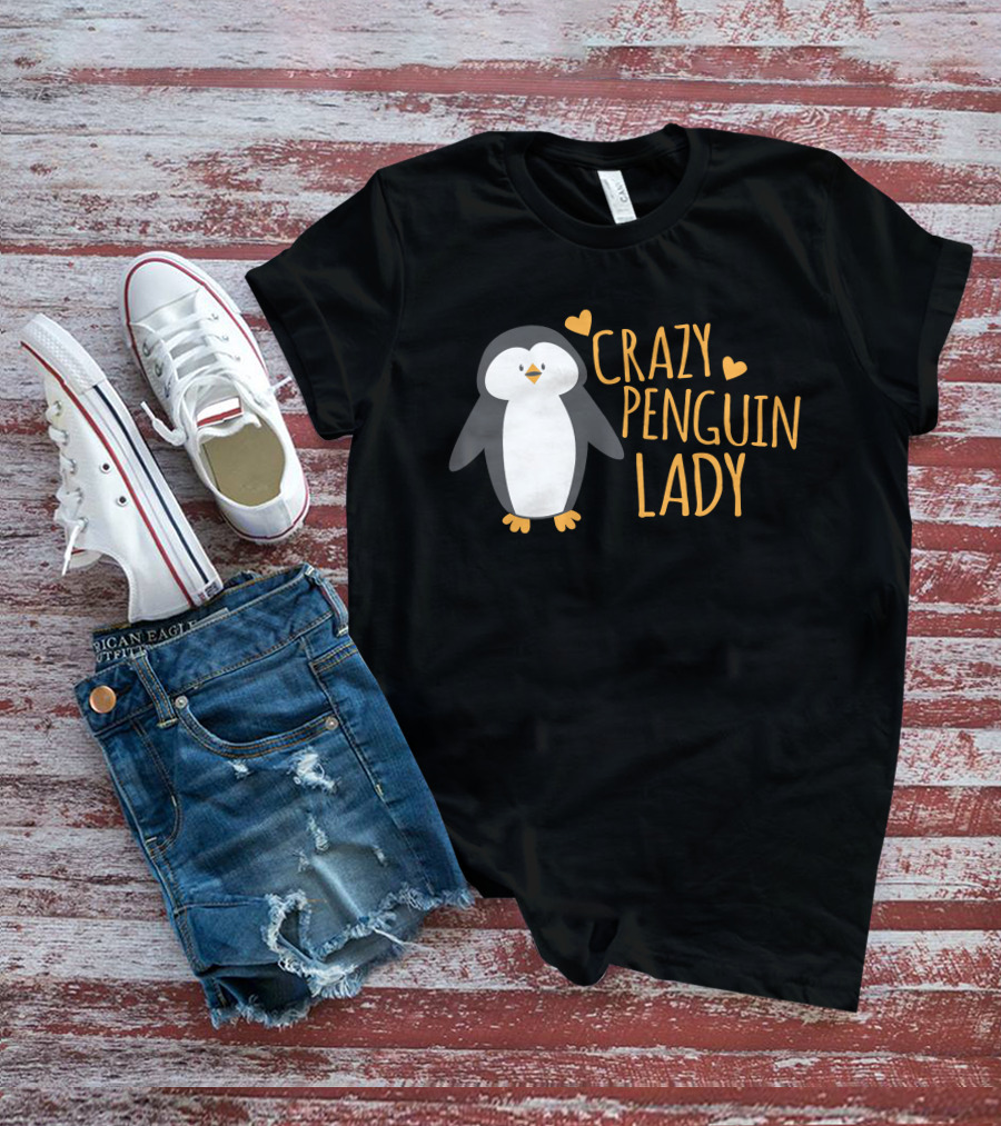 CRAZY PENGUIN LADY Cute Heart Penguin T-Shirt