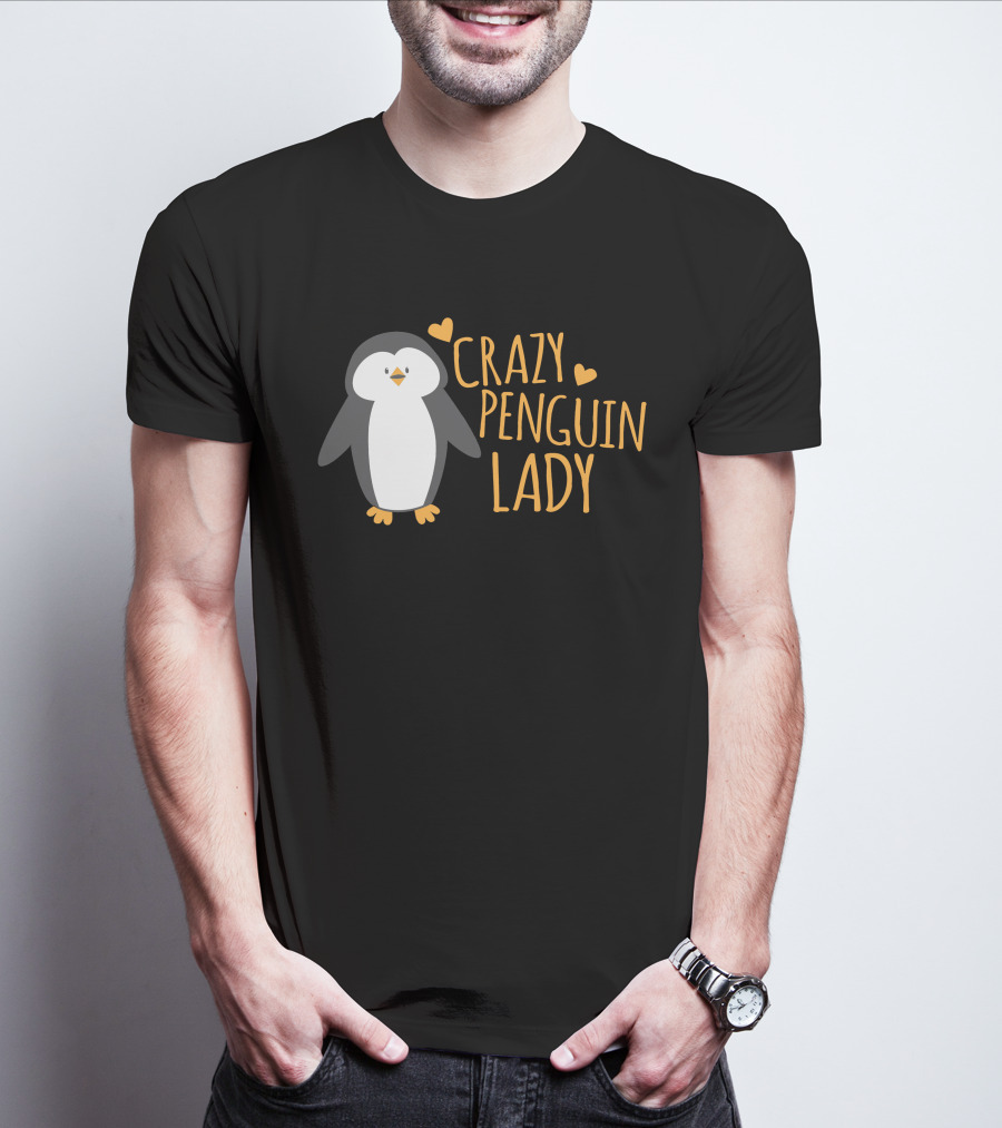 CRAZY PENGUIN LADY Cute Heart Penguin T-Shirt