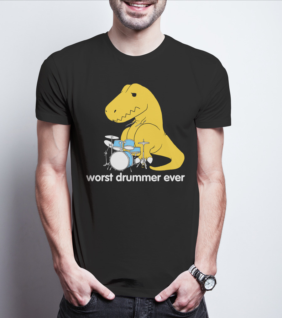Worst Drummer Ever T-Rex With Drum Set T-Shirt