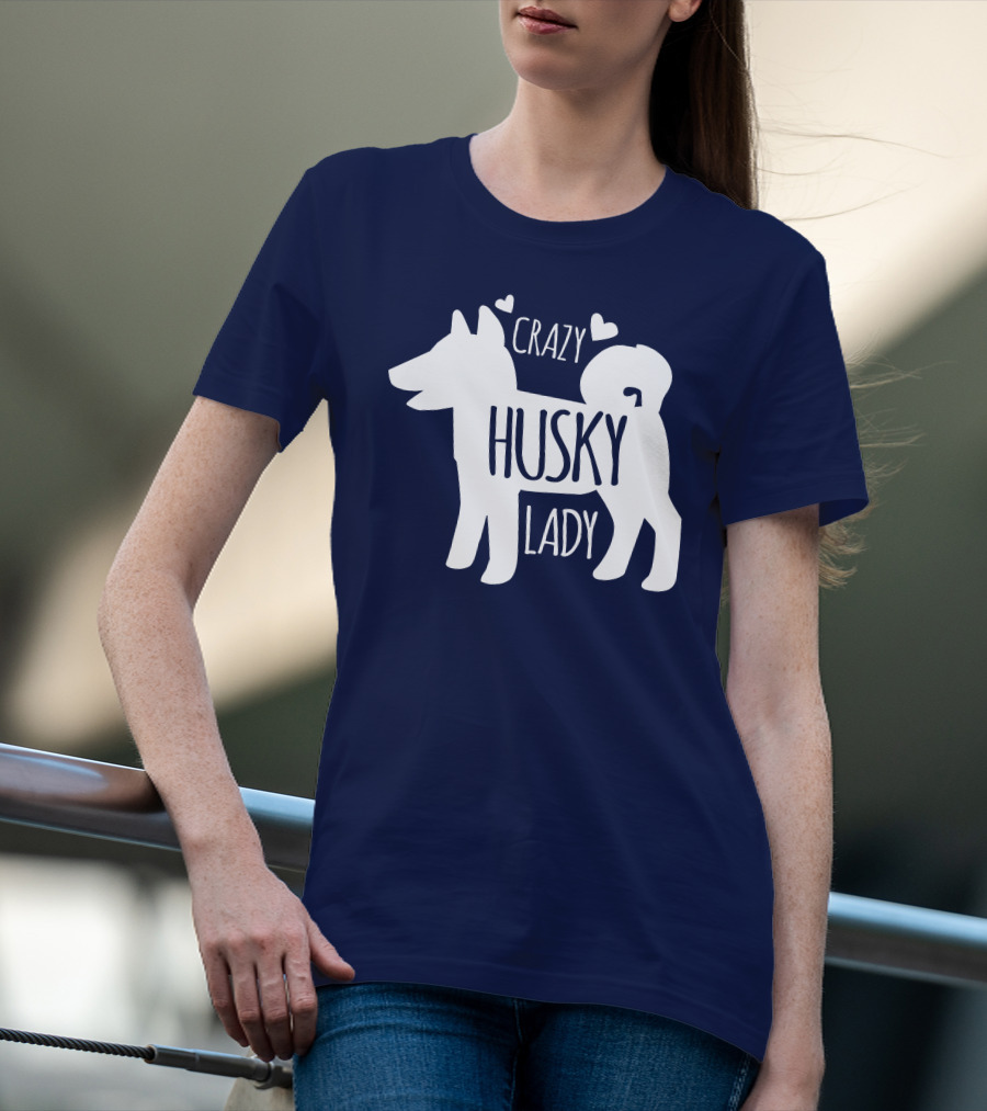 Crazy Husky Lady With Hearts Dog T-Shirt