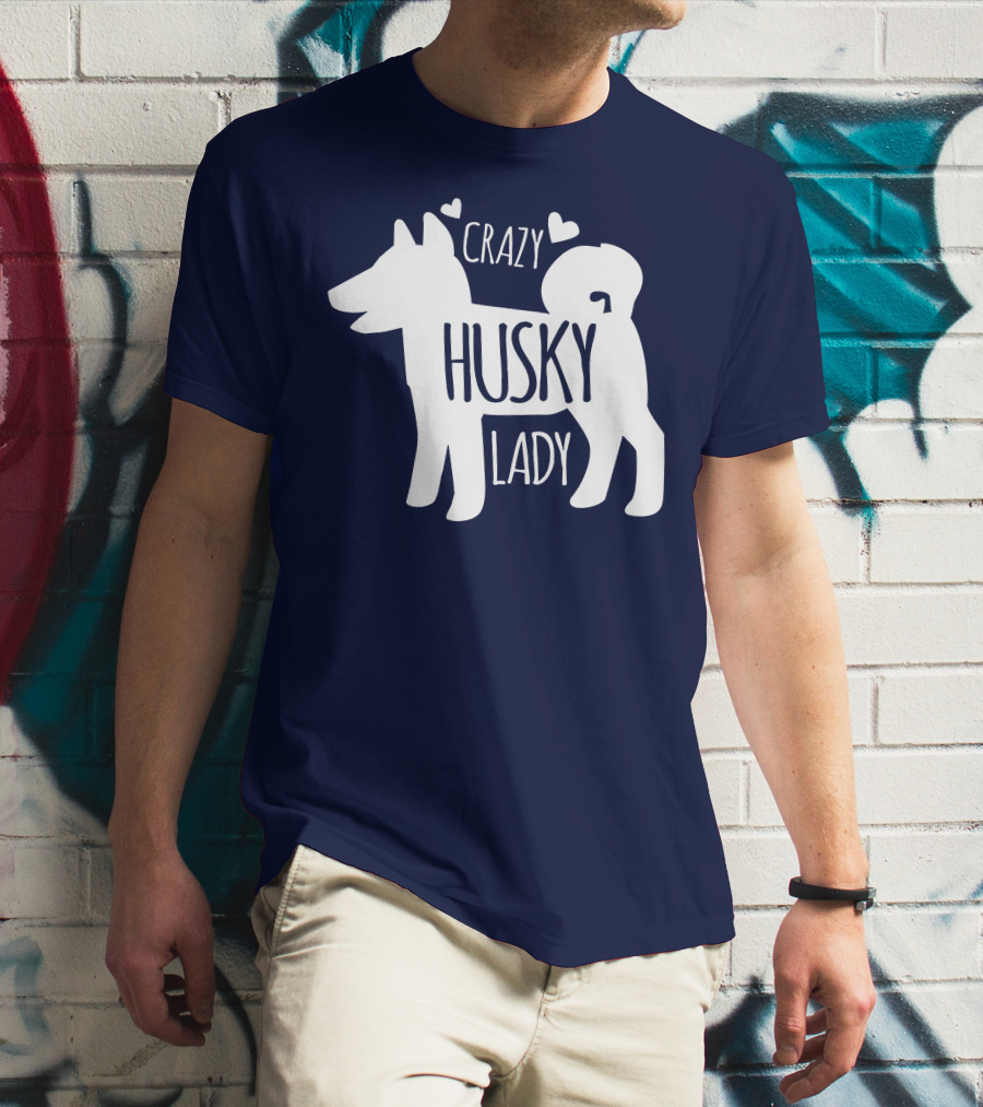 Crazy Husky Lady With Hearts Dog T-Shirt