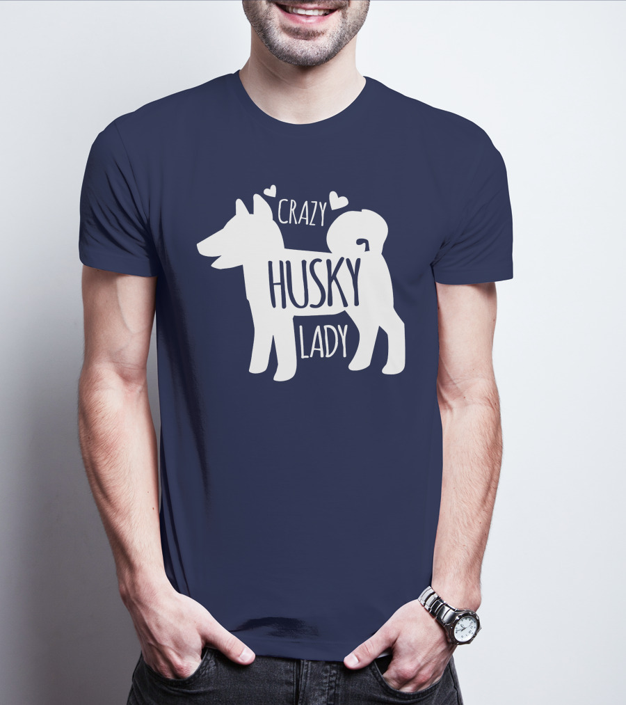Crazy Husky Lady With Hearts Dog T-Shirt
