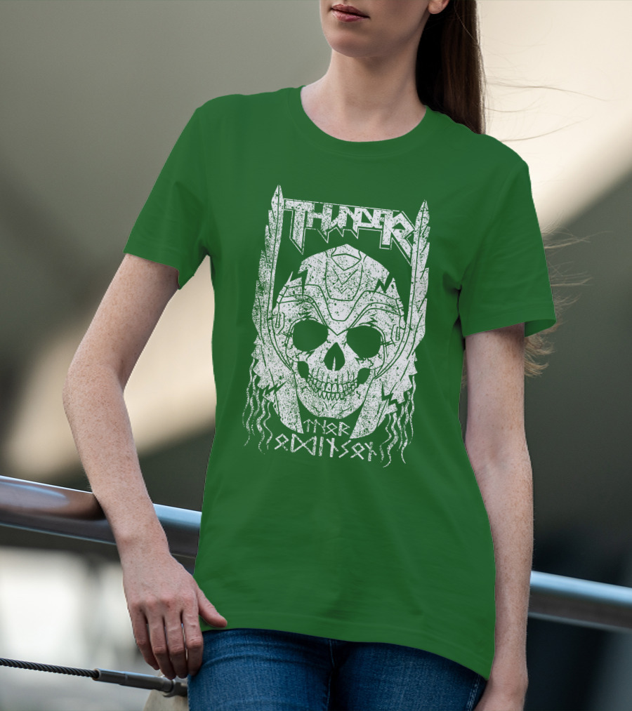 THUNDER Thor Odin Son Skull T-Shirt