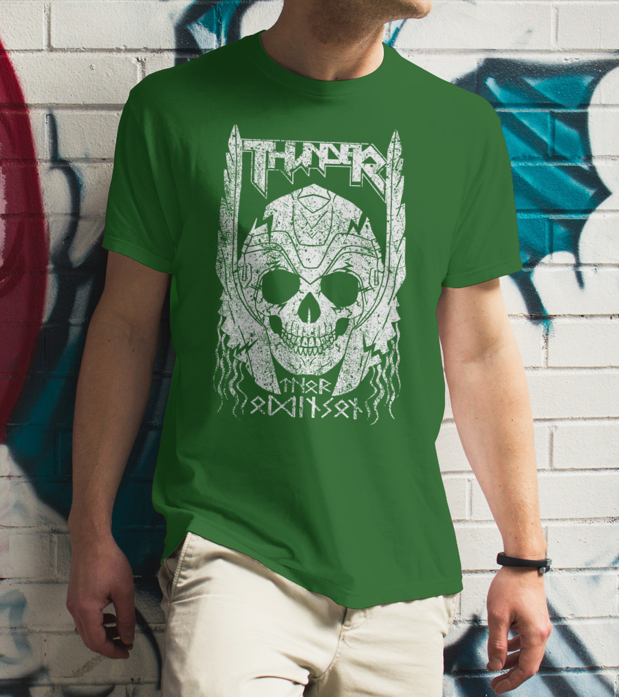 THUNDER Thor Odin Son Skull T-Shirt