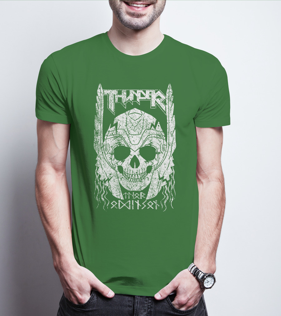 THUNDER Thor Odin Son Skull T-Shirt