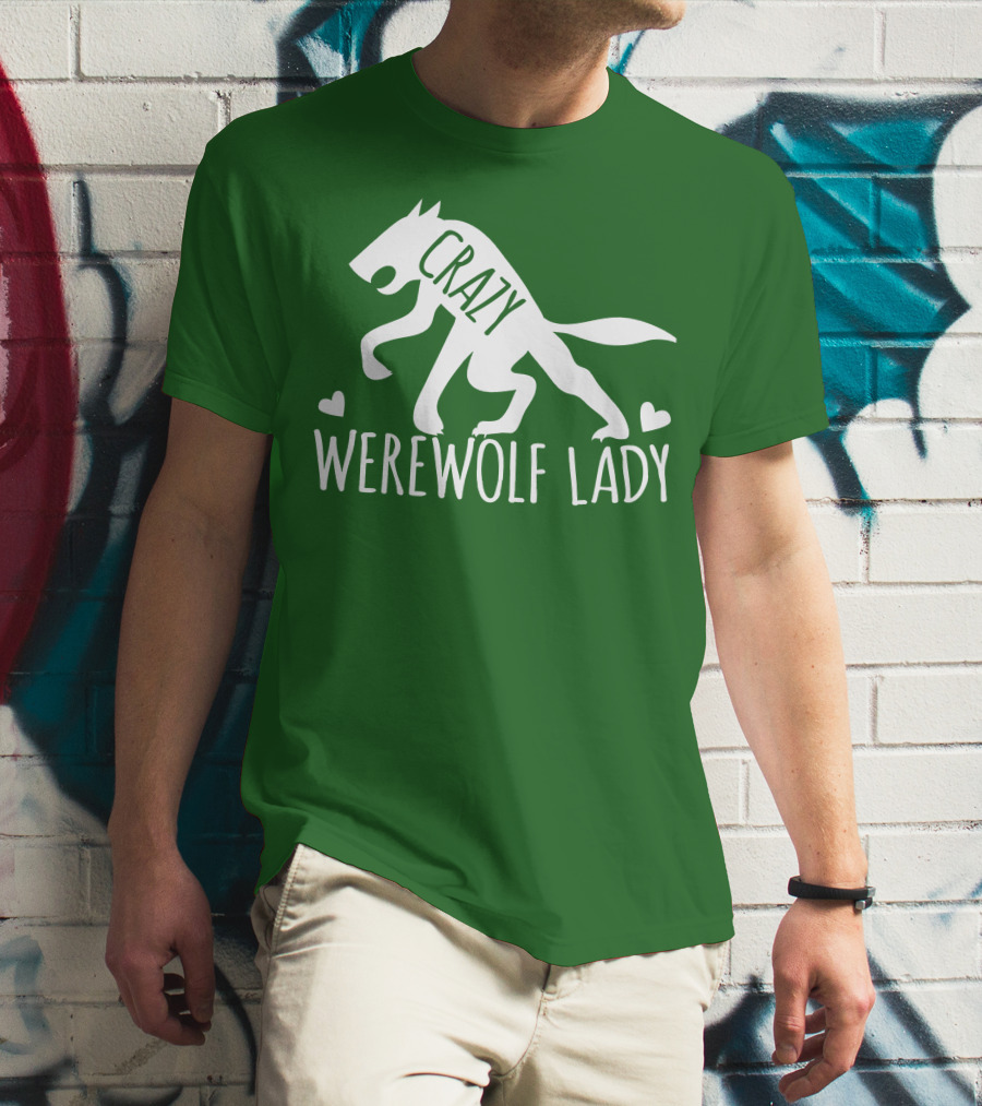 Crazy Werewolf Lady Hearts T-Shirt