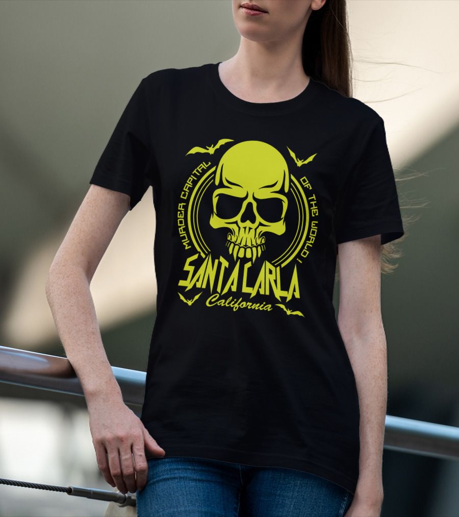 Santa Carla California Murder Capital Of The World Skull Bats T-Shirt