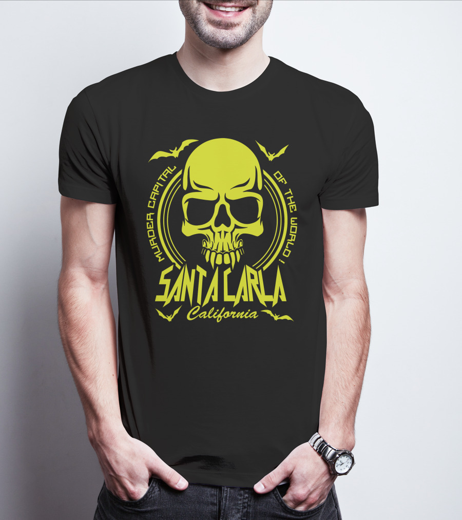 Santa Carla California Murder Capital Of The World Skull Bats T-Shirt
