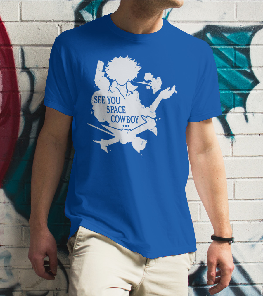 SEE YOU SPACE COWBOY Spike Silhouette Smoking Scene T-Shirt