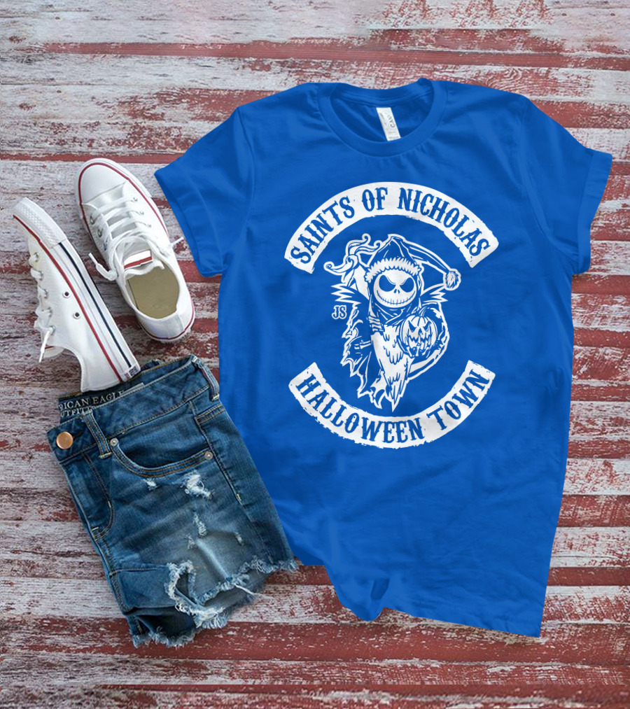 Saints Of Nicholas Halloween Town Jack Skellington Santa Crossover T-Shirt