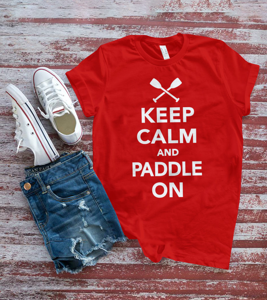 Keep Calm And Paddle On With Crossed Paddles Icon T-Shirt