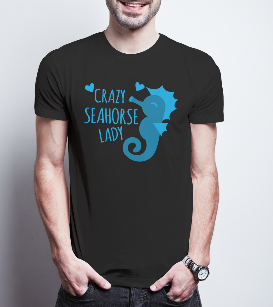 CRAZY SEAHORSE LADY HEARTS BLUE SEAHORSE T-Shirt