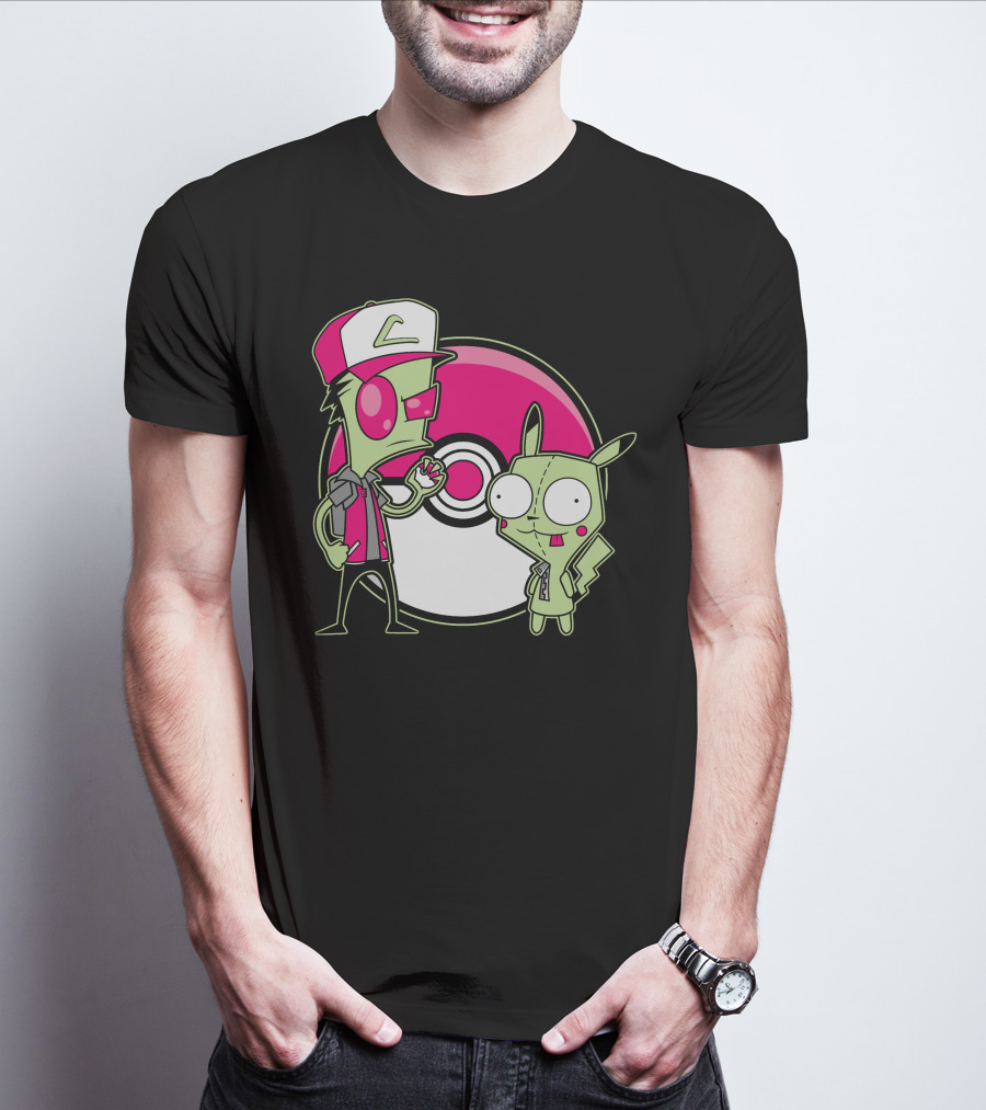 Invader Zim Gir Pikachu Pokemon Trainer Mashup T-Shirt