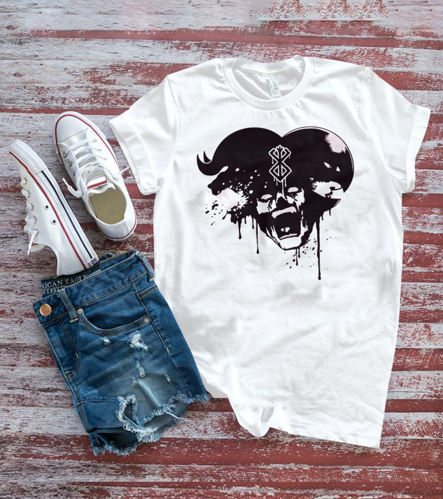 HELL DEMON Scream Symbol Dripping Horns T-Shirt