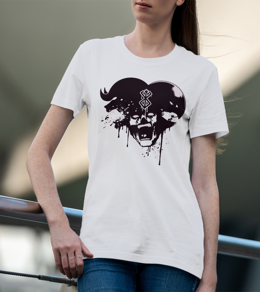 HELL DEMON Scream Symbol Dripping Horns T-Shirt