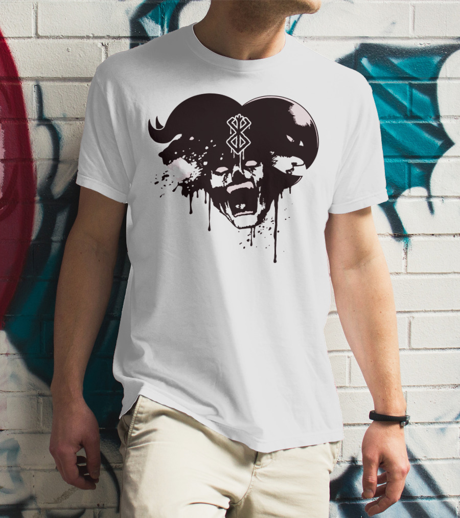 HELL DEMON Scream Symbol Dripping Horns T-Shirt