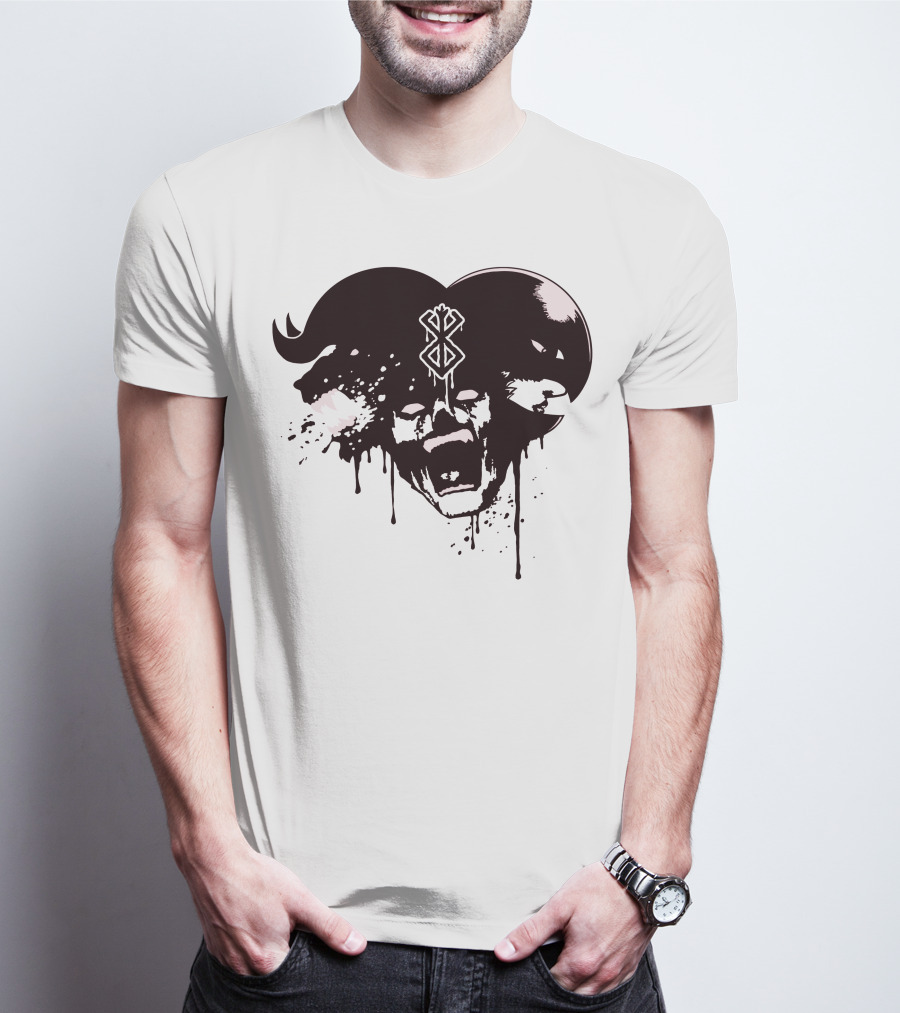 HELL DEMON Scream Symbol Dripping Horns T-Shirt