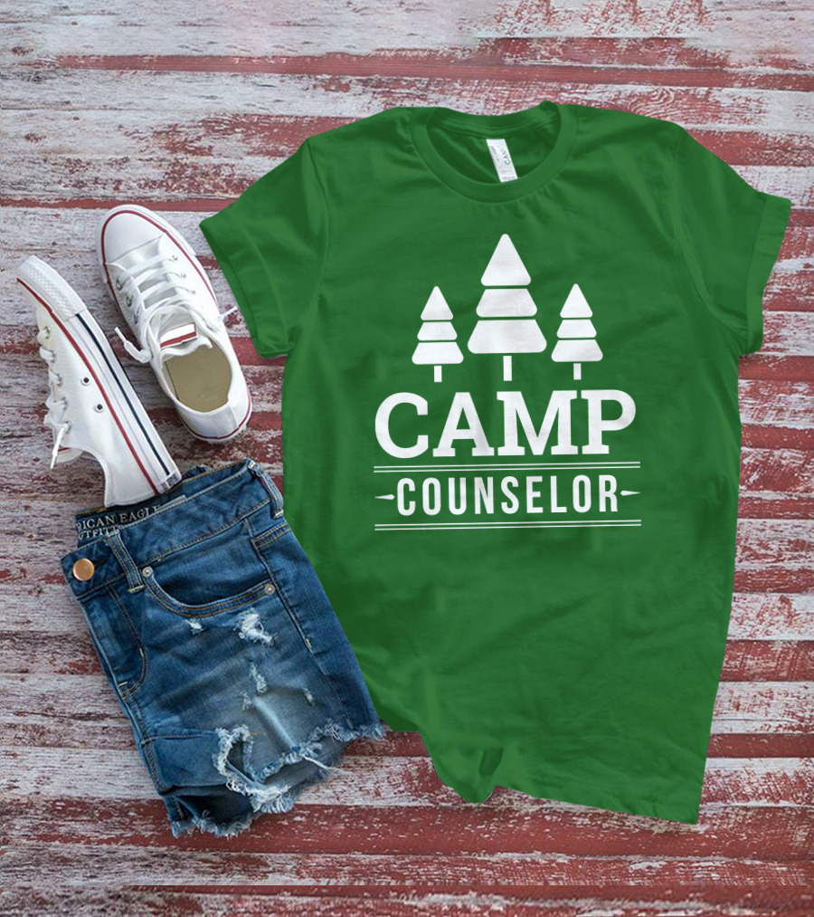 CAMP COUNSELOR Tree Icon Green Background T-Shirt