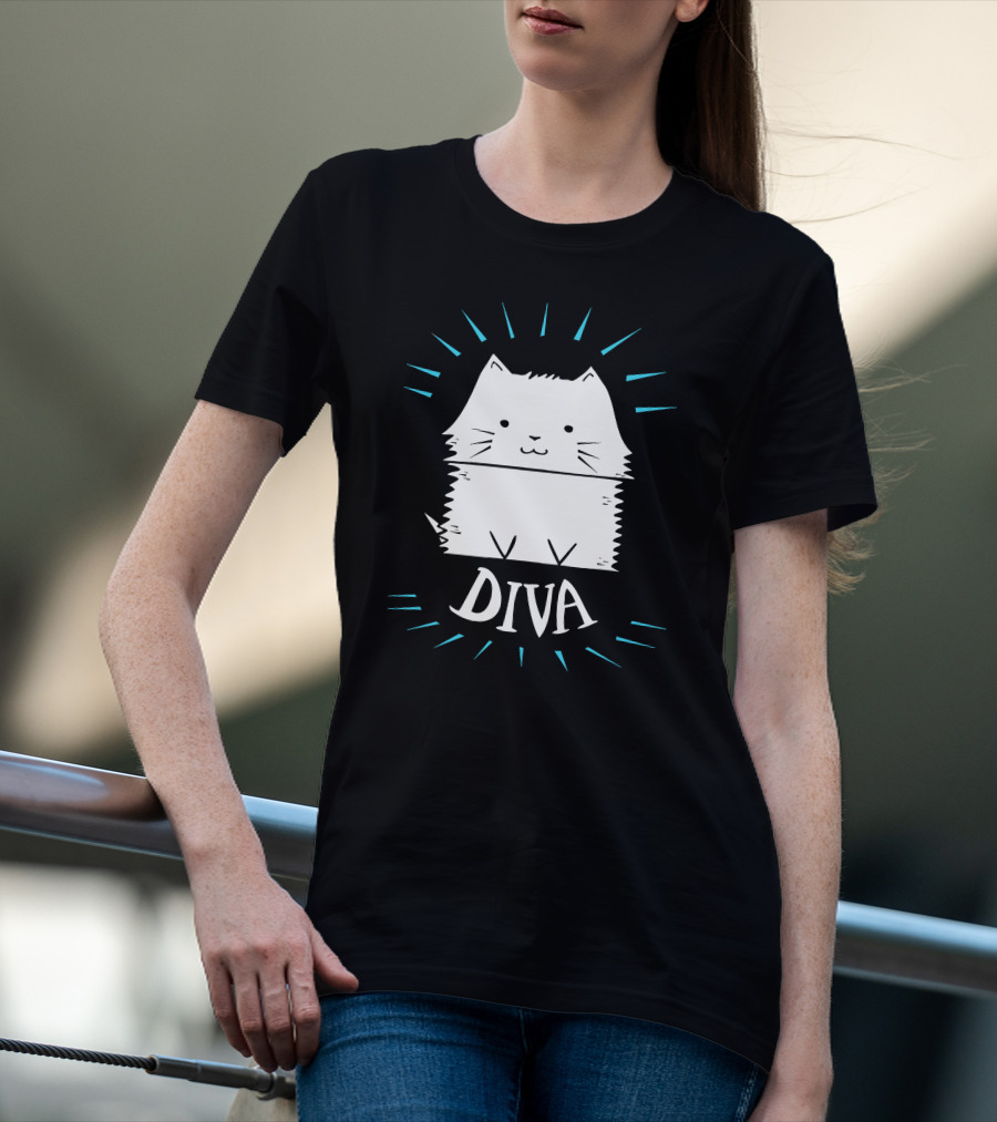 Cat Diva Cute Whiskered Feline T-Shirt