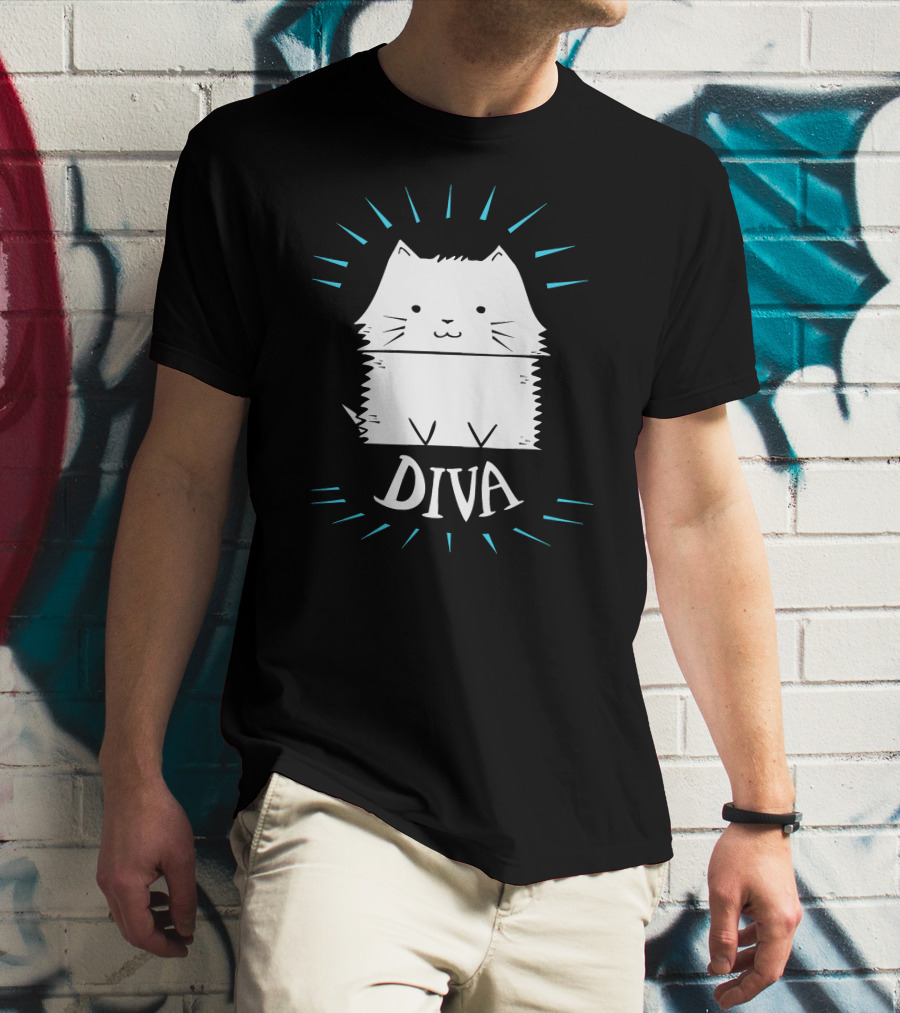 Cat Diva Cute Whiskered Feline T-Shirt