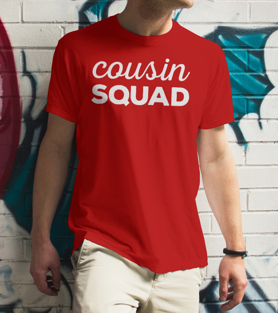 Cousin Squad Red Bold Text Family Team Bonding T-Shirt