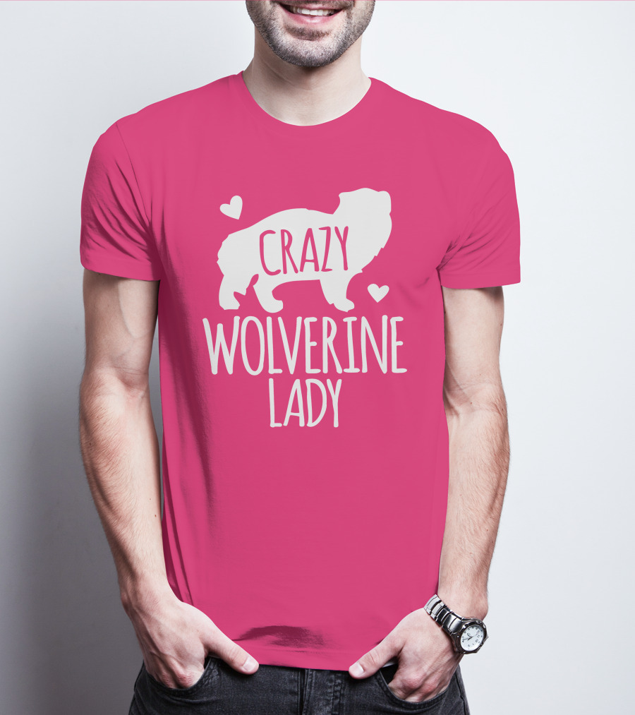 Crazy Wolverine Lady Silhouette With Hearts T-Shirt