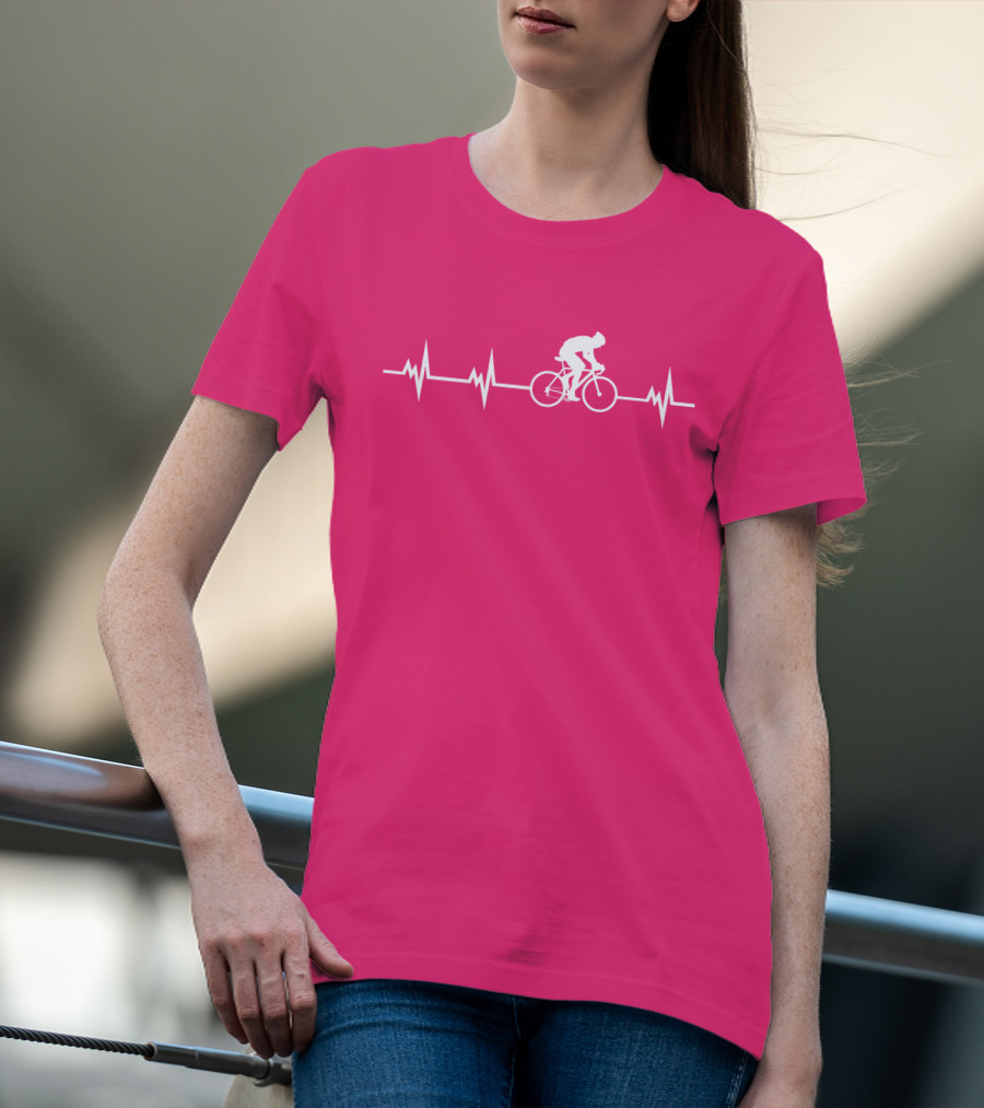 Cycling Heartbeat Bicycle Rider Pulse Line T-Shirt
