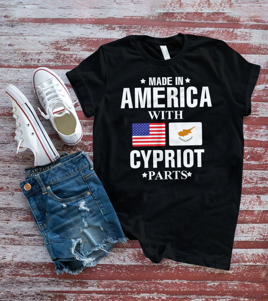 Made In America With Cypriot Parts USA Cyprus Flags T-Shirt