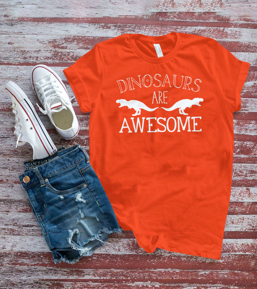 Dinosaurs Are Awesome T-Rex White Text T-Shirt