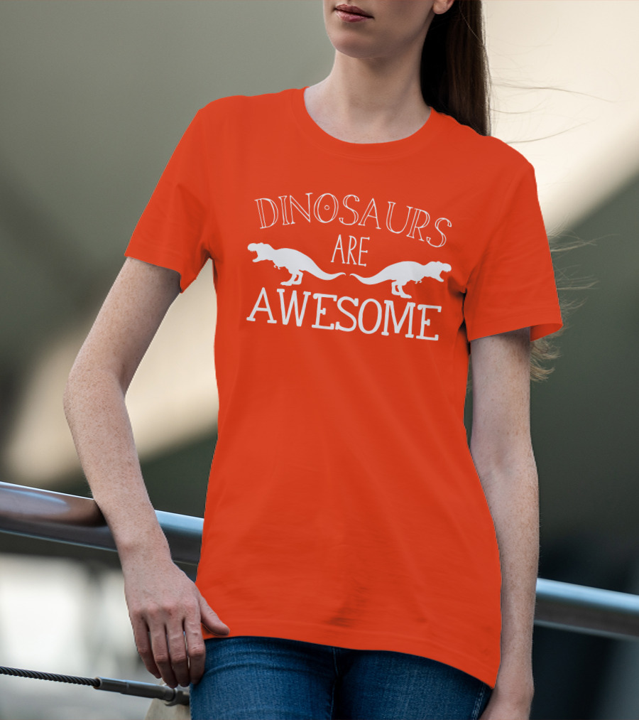 Dinosaurs Are Awesome T-Rex White Text T-Shirt
