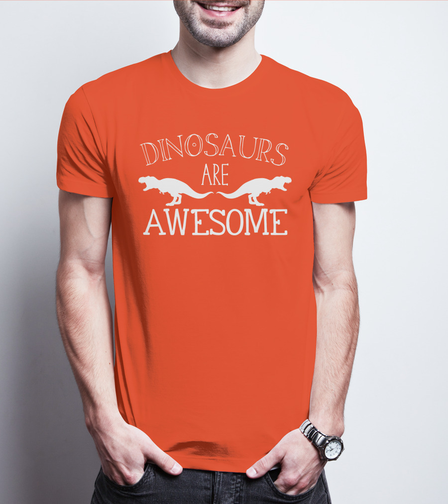 Dinosaurs Are Awesome T-Rex White Text T-Shirt