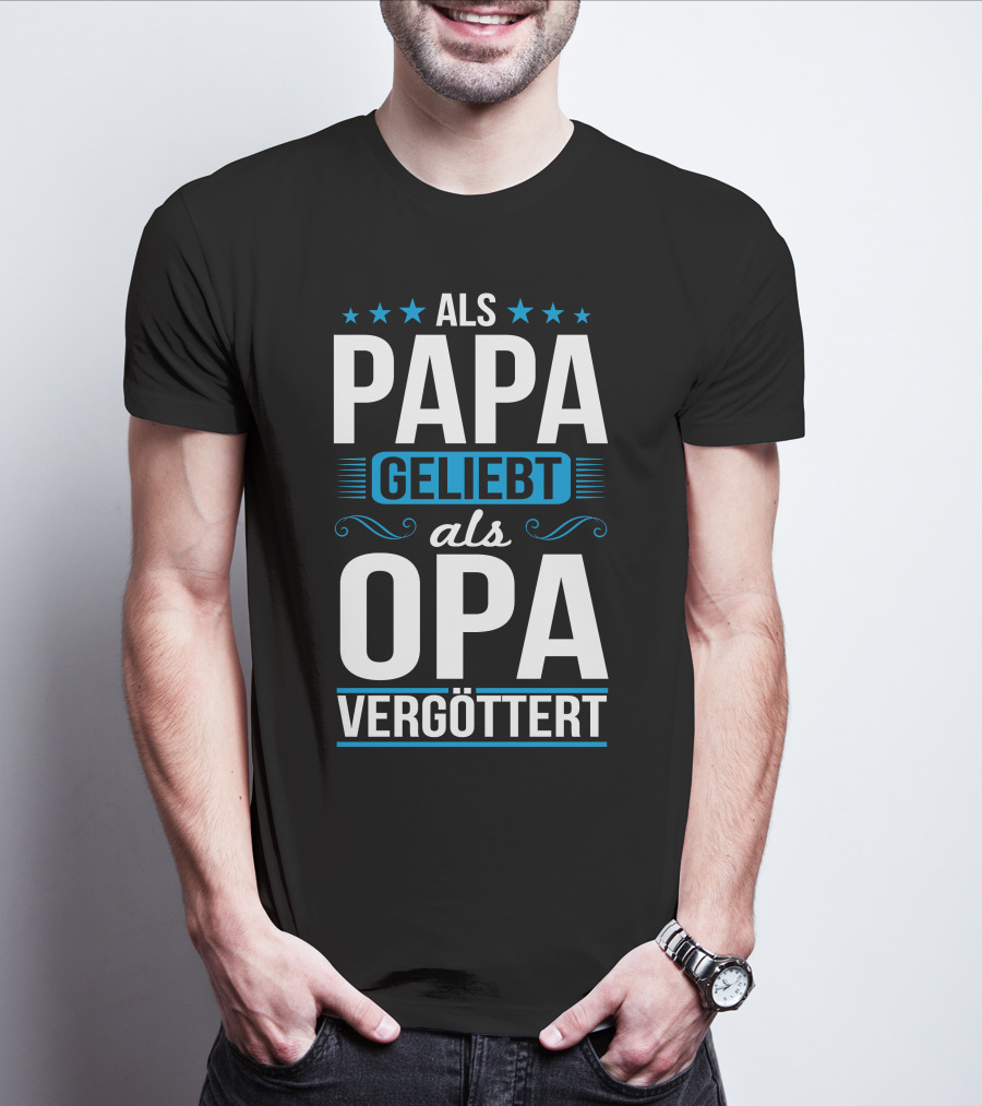 Als Papa Geliebt Als Opa Vergöttert Retro Chic Stars T-Shirt