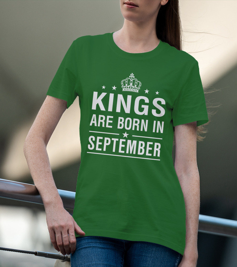 Kings Are Born In September Crown And Stars T-Shirt