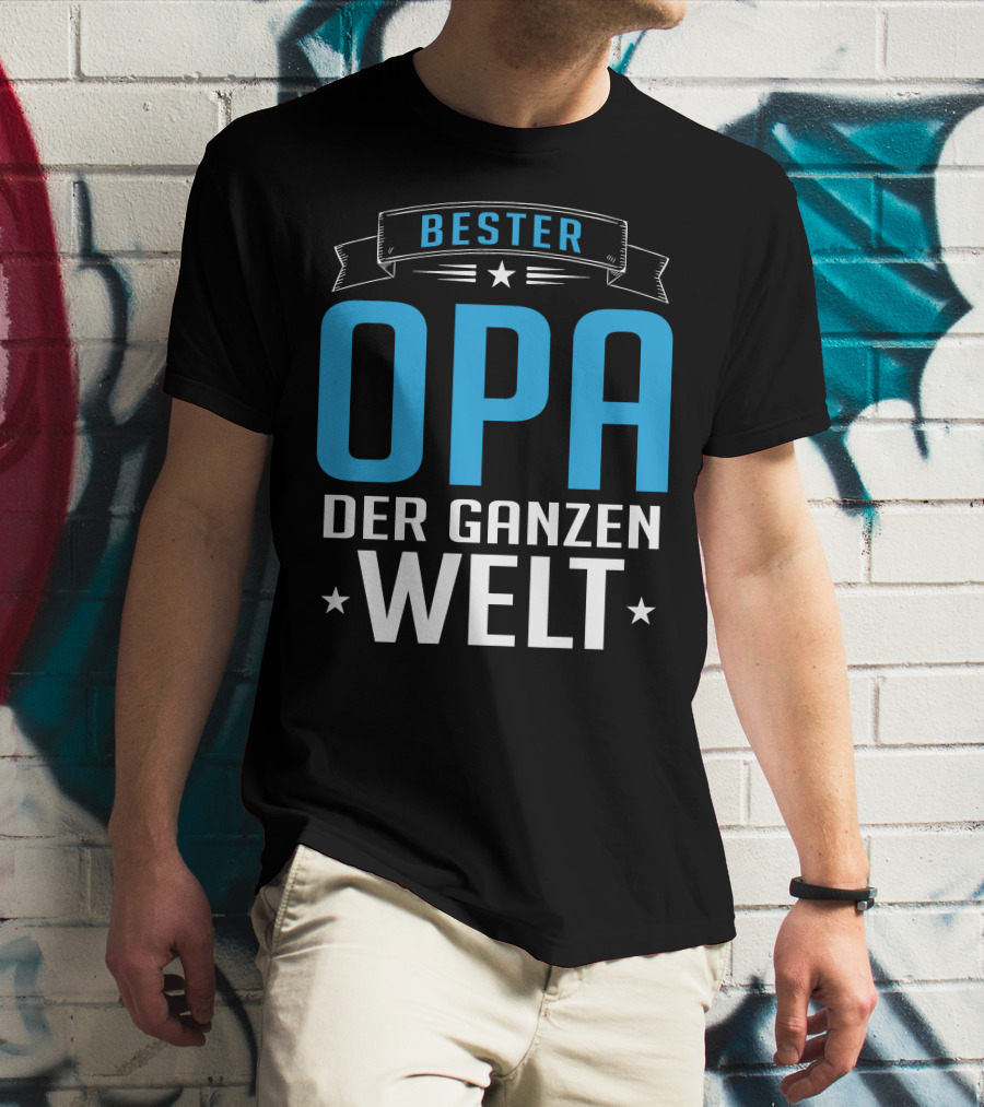Bester Opa Der Ganzen Welt Stars Banner T-Shirt